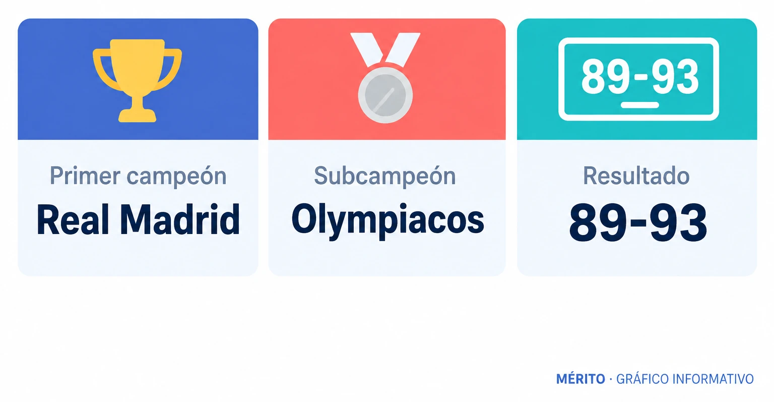 Tarjetas con el primer campeón, el subcampeón y el resultado de la final.