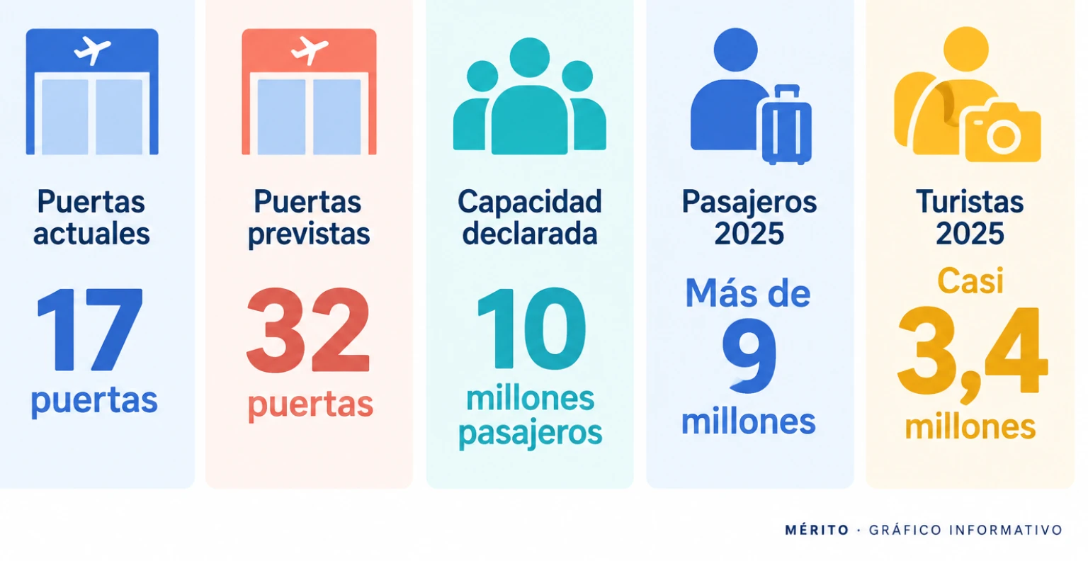 Comparativa entre la situación actual del aeropuerto y las previsiones del proyecto de Aena.