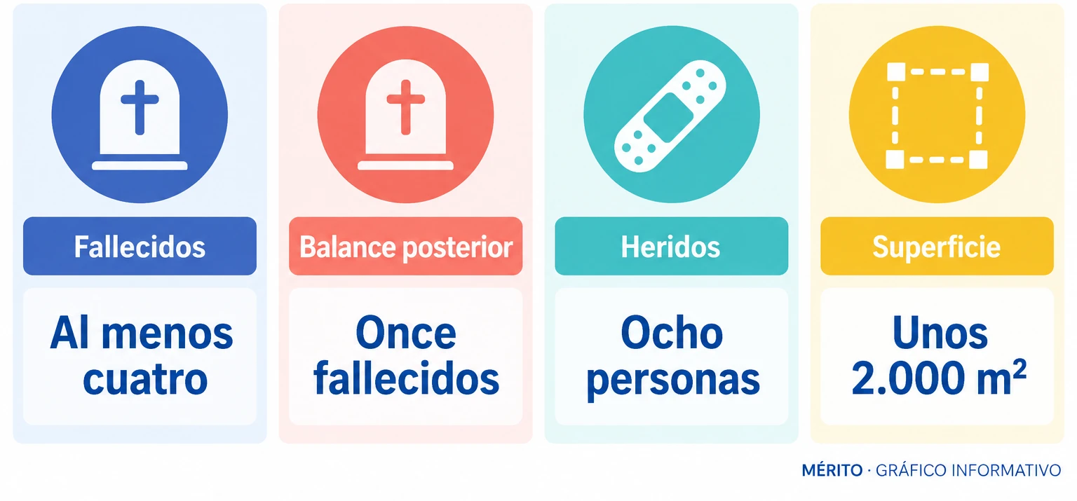 Comparación de las cifras de fallecidos, heridos y superficie afectada del incendio en Sterlitamak.