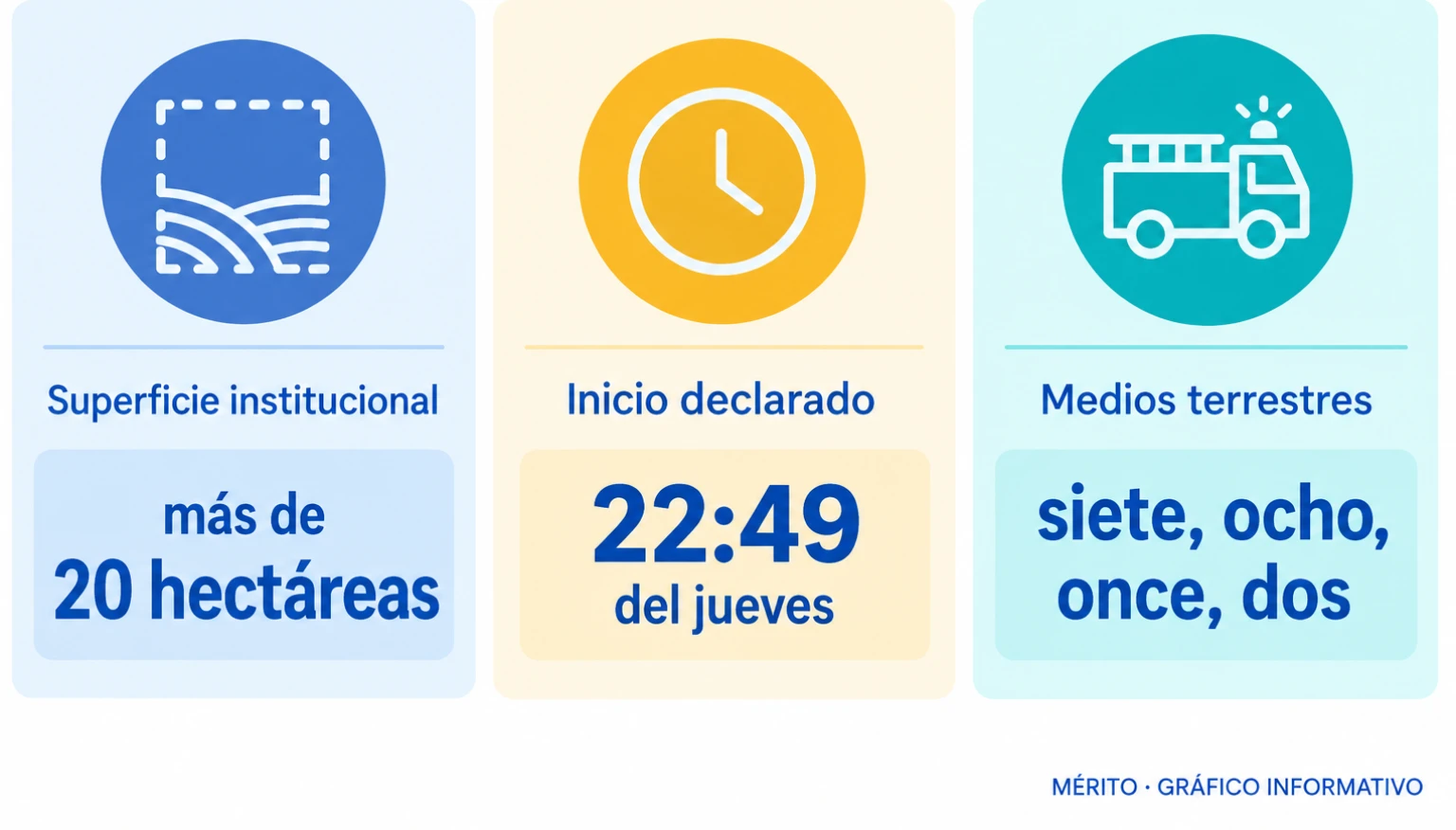 Tarjeta con la superficie provisional, la hora de inicio y la composición del operativo del incendio de Silleda.