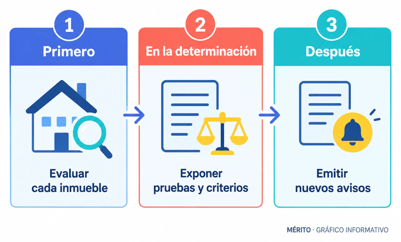 El procedimiento ordenado comienza con una evaluación individual del inmueble, continúa con la exposición de las pruebas y los criterios y permite después emitir una notificación.