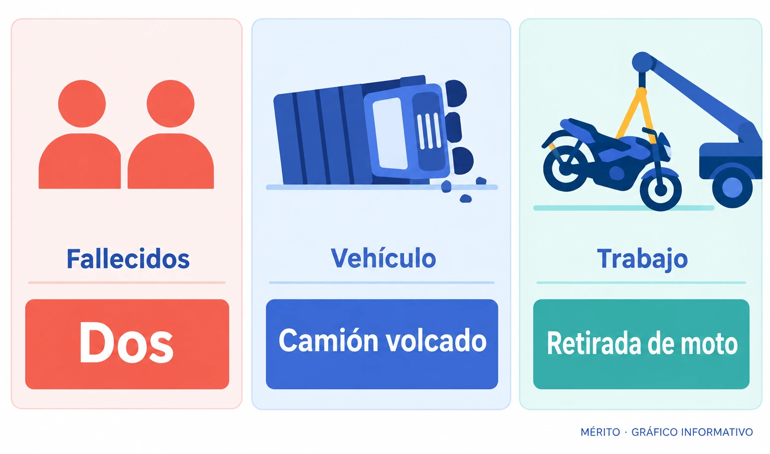 Datos del accidente: dos fallecidos, un camión volcado y un operario que trabajaba en la retirada de otro vehículo.