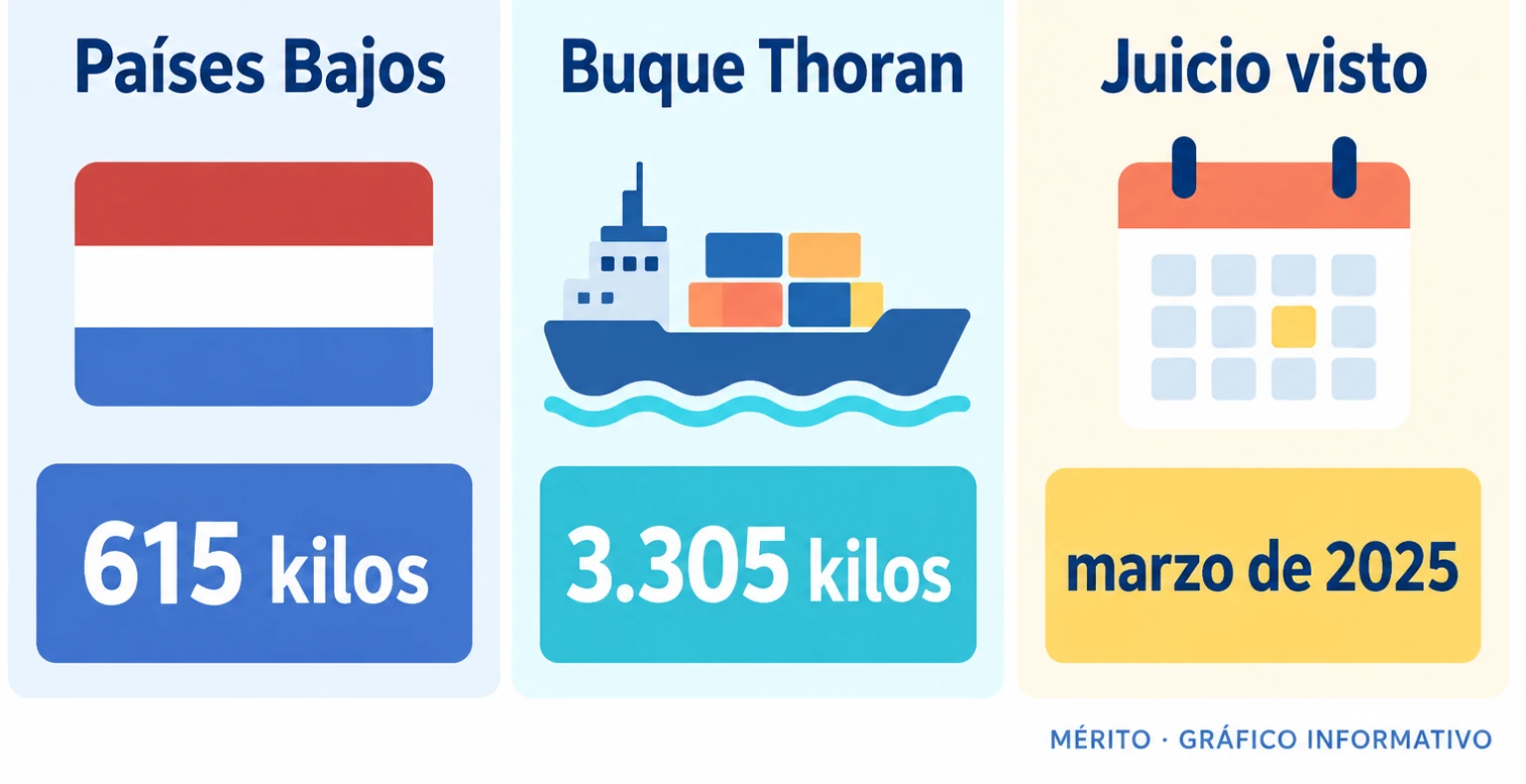 La sentencia recoge 615 kilos en Países Bajos y 3.305 en el buque Thoran.