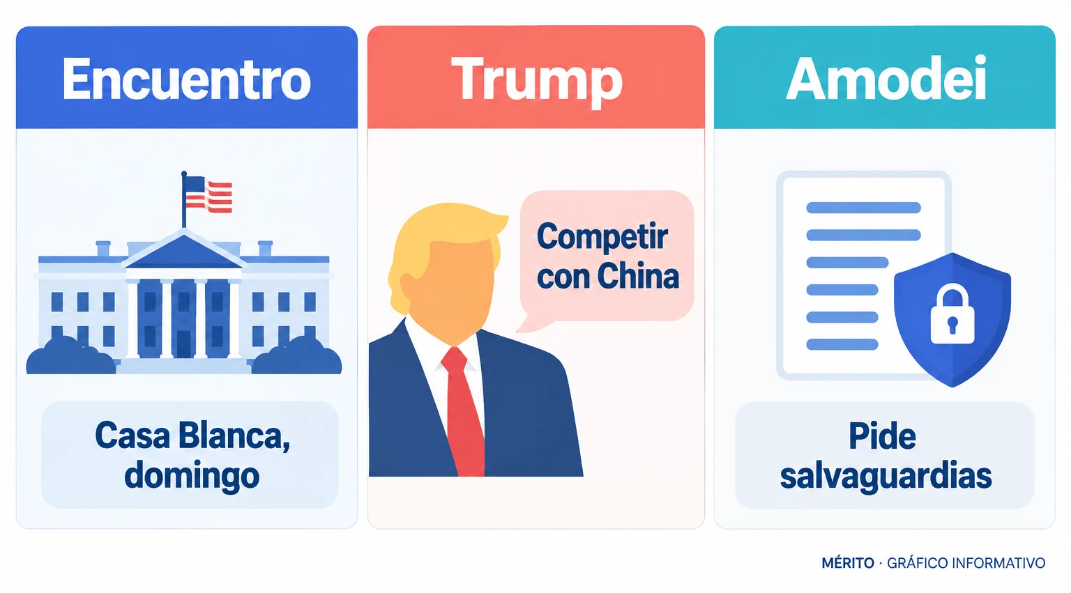 La cena privada de Trump y Amodei en la Casa Blanca, junto a sus posiciones distintas sobre el ritmo de desarrollo y las salvaguardias de la inteligencia artificial.